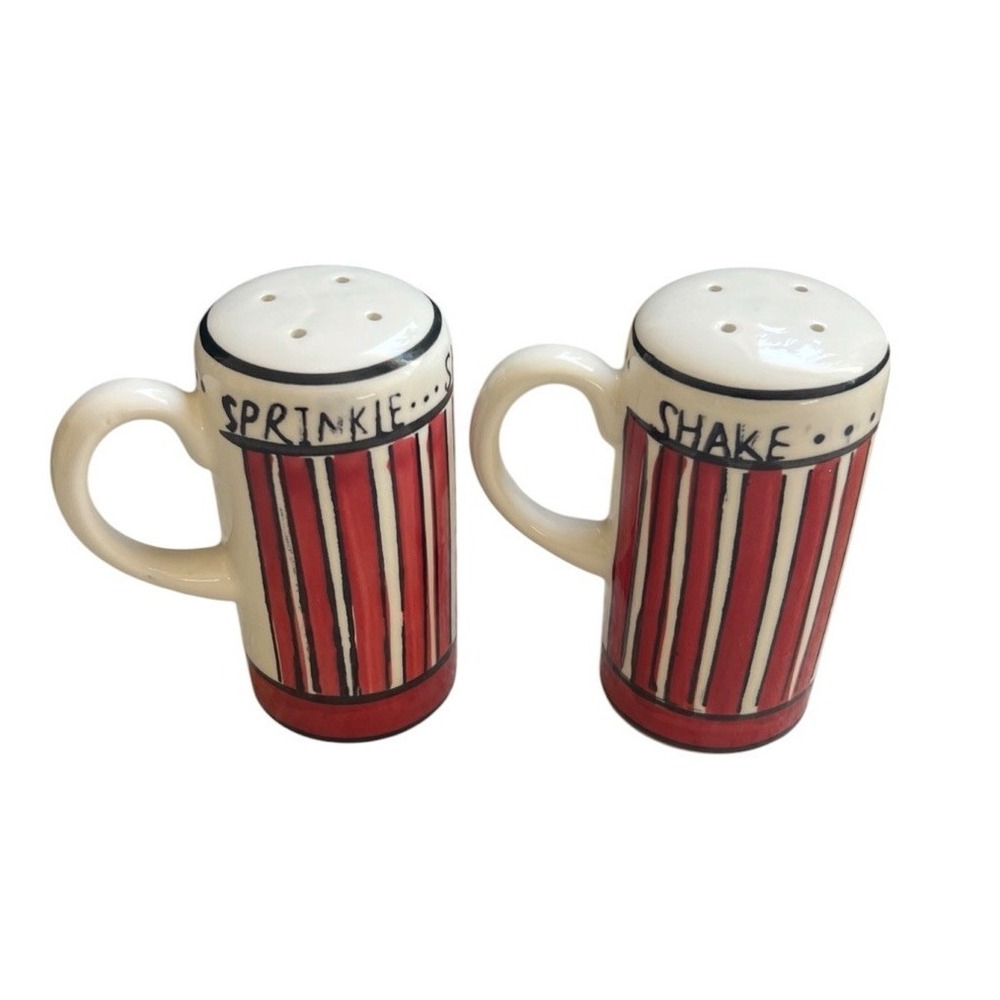 Popcorn Seasoning Salt And Pepper Shakers, Ceramic, 4 Inches Tall, Gently Used